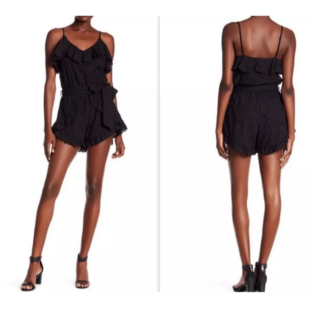 NWT ALLISON NEW YORK Eyelet Waist Tie Romper Size L